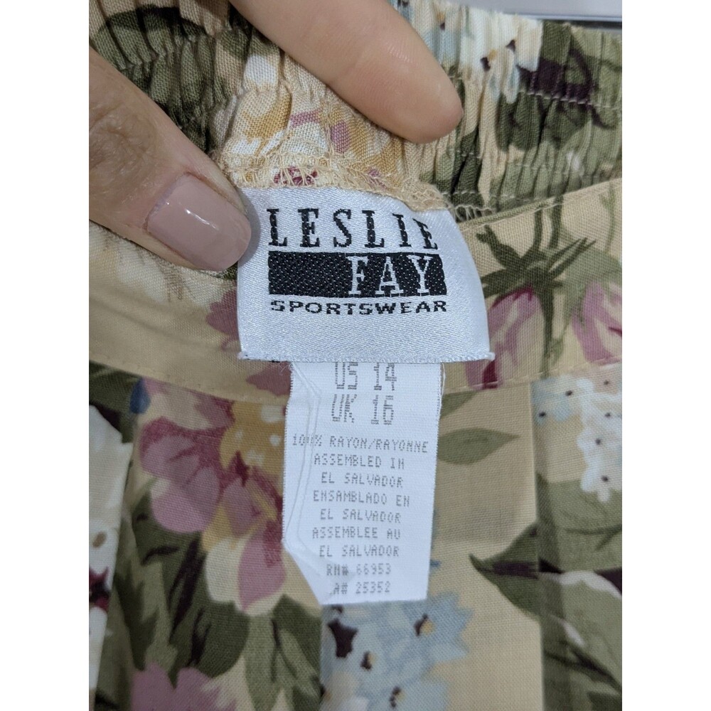 Vintage Leslie Fay Foral Cottagecore Midi Pleated Skirt Sz 14 Feminine Europe - Picture 6 of 7